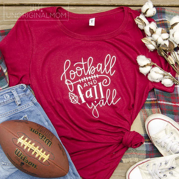 unOriginalMom's tweet photo. Who's ready for football season?? 🙋🏈🍂 Make yourself this adorable *football and fall, y'all" t-shirt with the free cut file that's on the blog today! #freecutfile #silhouetterocks https://t.co/hbCOM12TIZ https://t.co/KvXKghjY7y