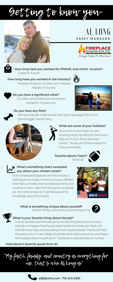 FireplaceWHSEtc's tweet photo. #FPWHSGettingToKnowYou! Our #AssetManager in our #ColoradoSprings location, Al Long is the one featured! Enjoy the good read and get a chance to get to know our awesome employee!  #FPWHS https://t.co/ZDJmejrE8w