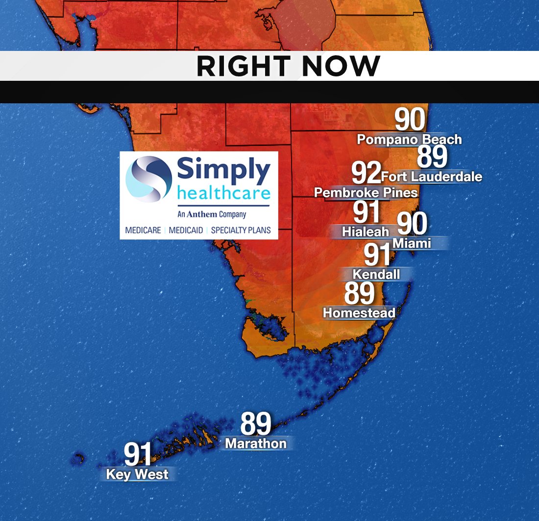 It's 2PM, here are south Florida's current temperatures. #BROWARD #MIAMIDADE #FLKEYS Presented by Simply Healthcare https://t.co/kQs8EDKpAA