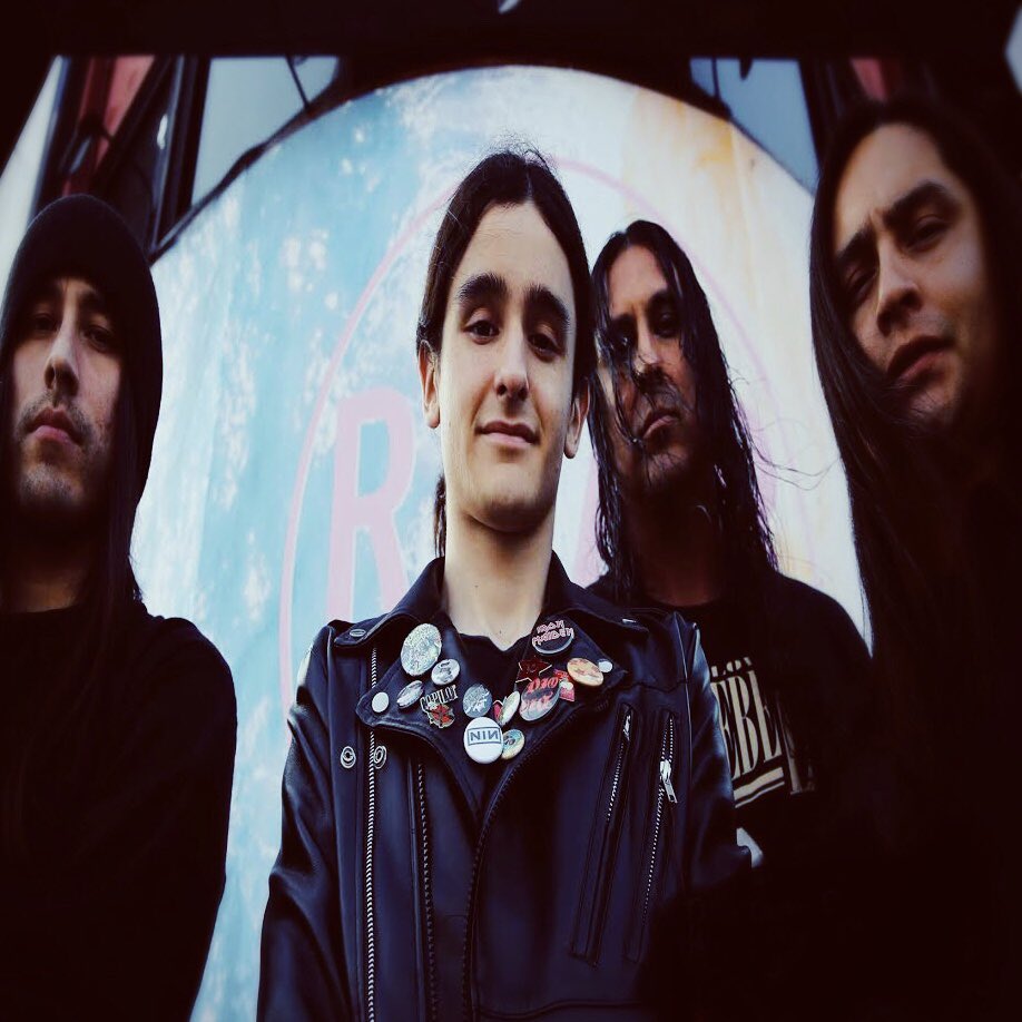 darkentriesla's tweet photo. The band members—lead guitarist NiX, drummer Alexis Villatoro, rhythm guitarist Juice Crow and vocalist/bassist Mickey Hernandez—are young guys yet their influences come from a time that precede them. https://t.co/mG74S1OM7i