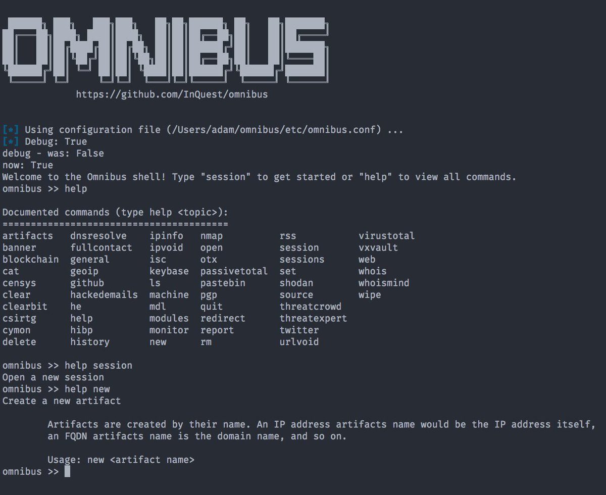 InQuest's tweet image. We&apos;re pleased to announce the beta release of our new OSINT collection tool, Omnibus. Omnibus is an open-source tool to help you enrich and store data on technical artifacts like IPs, hashes, domains, and more.   blog.inquest.net/blog/2018/08/1… github.com/InQuest/omnibus #osint #Python