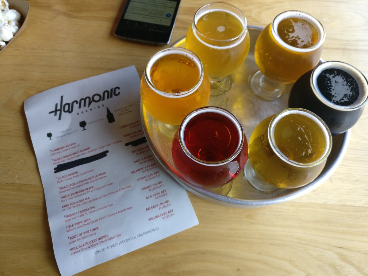 2HatsBrew's tweet photo. Bay Area Beer crawling!
First half of day 1...
Favorite at each stop:

@toronado got a @TheBruery
Black Tuesday 

@HarmonicBrewing Le Sud Saison

@blackhammerbrew the Xtra An Yay Ho

@BlackSandsBeer the Resting Haze #3

#beer #Beertourism
#SFBeer https://t.co/eygaev9IAl