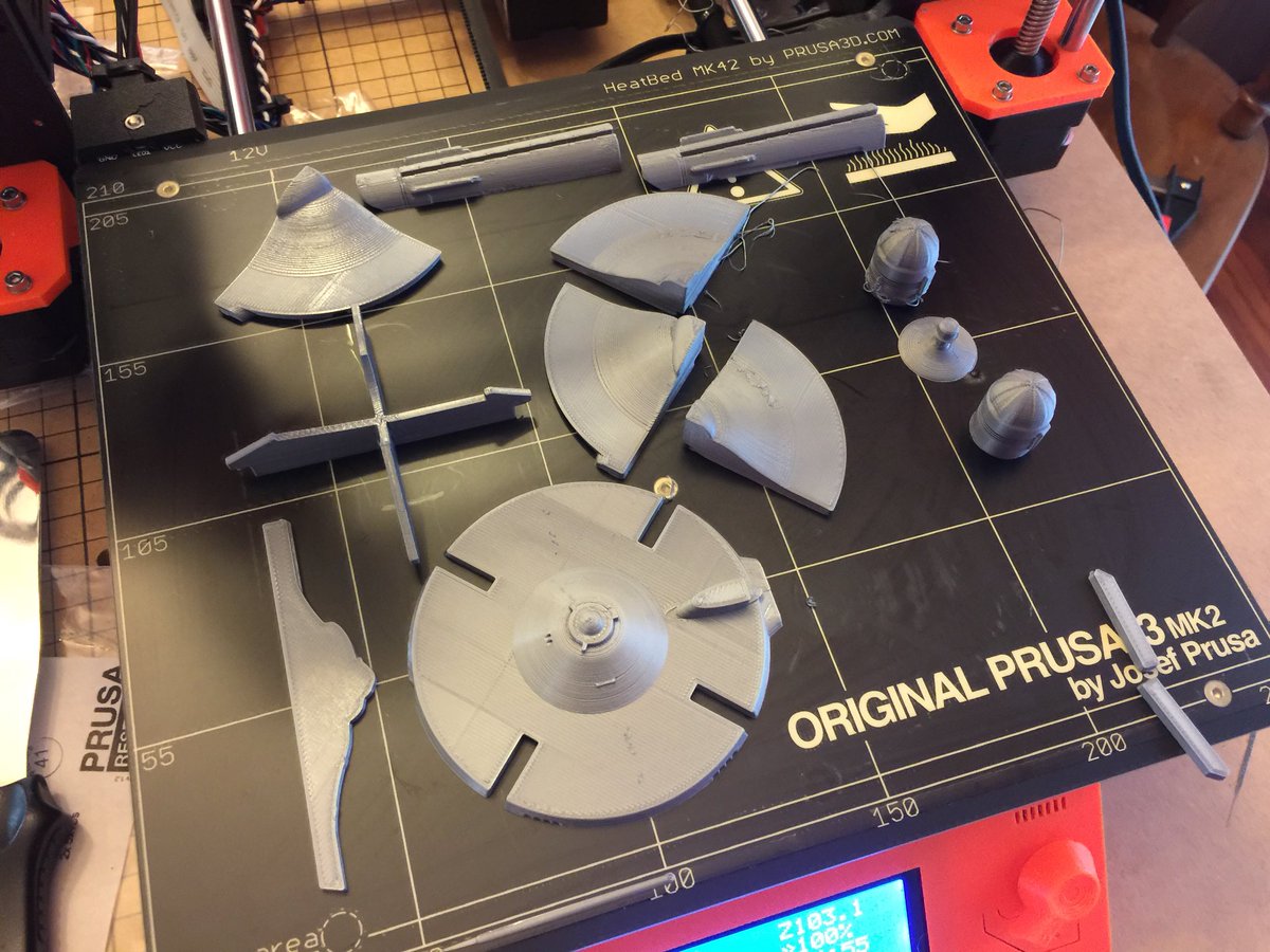 cardboardbits's tweet photo. It looks like my printer coughed out a plastic fur ball. 🤣 Fortunately only three parts failed. #3dprinting #ussenterprise #startrekpanic https://t.co/INmiE90FzE