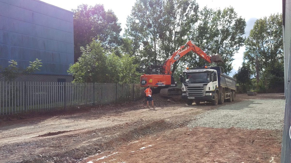 Extrusion Hall 3 construction preparations underway at Elite. Ground clearing for concreting.
