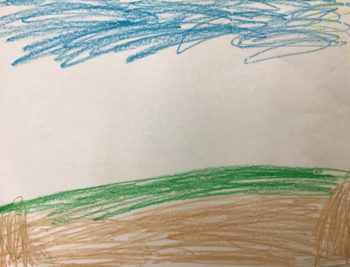 Slickclass4's tweet image. Landscape with nothing by Cooper, 1st grade #artsed #Artsedchat #ErieExcellence