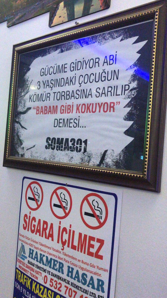#soma da bir birahanede asılı olan tabela. Tam bir ticari zeka ürünü. 1 bira içip kalkacak adama 70’lik rakı açtırır yeminle... #301 #maden #şehit #emekçi #madenci