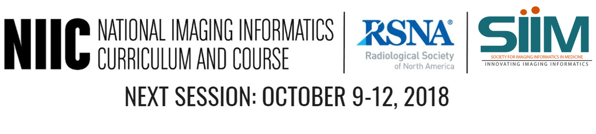 SIIM_Tweets's tweet photo. Back by Demand - National Imaging Informatics Course &amp; Curriculum #NIIC Registration Now Open! Week-long course #ImagingInformatics #fundamentals #RadRes #MedRes @RSNA @siimRFDS @ACRRFS @asset25 @nsafdar @quantrad @RasuShrestha https://t.co/ab8SwOkmAv https://t.co/LxJO8St6f7