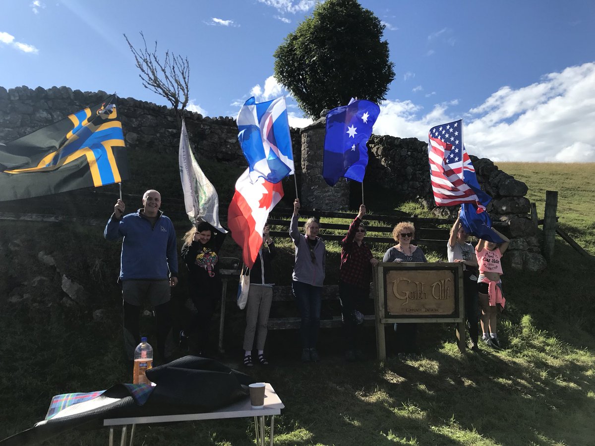 MareeToddMSP's tweet image. What a fab day celebrating @garbhallt The history is important to understand but the future is exciting! The flags are the places people were cleared to &amp;amp; we made our own too before marching to the Land League Cairn. Ceilidh to come!😊 #YOYP2018 #CommunityLandWeek