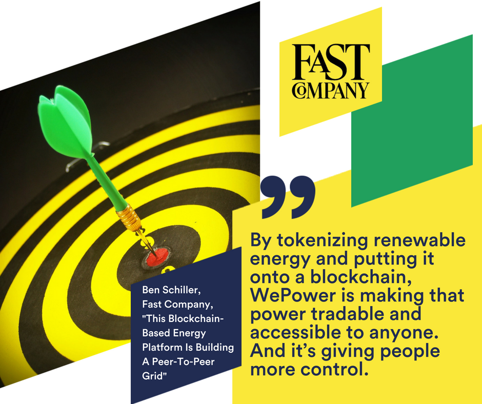 WePowerN's tweet photo. #Throwbackthursday: @FastCompany hits the bull’s eye explaining #WePower.
Later on, WePower is named as one of the 10 Most #Innovative #Energy Companies in the world by Fast Company!
#Technology #Innovation #EnergyMarket #Blockchain #TBT https://t.co/dFYhbVwbtd