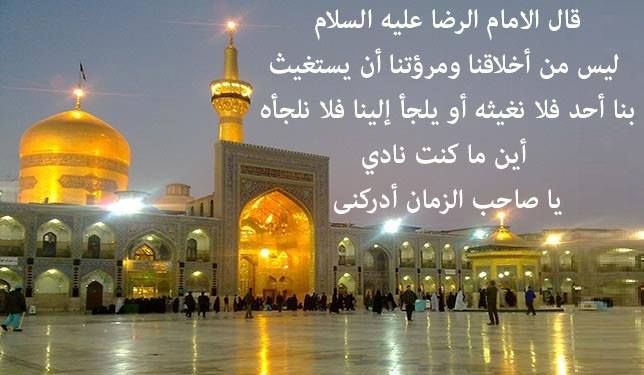 قال الامام الرضا عليه السلام
ليس من أخلاقنا ومرؤتنا أن يستغيث 
بنا أحد فلا نغيثه أو يلجأ إلينا فلا نلجأه