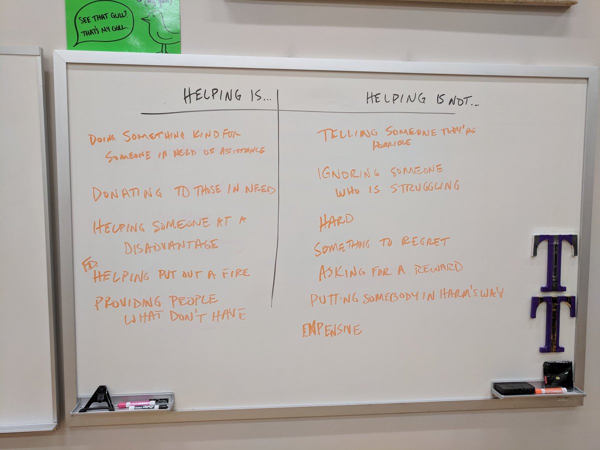 We talked yesterday about #RachelsChallenge, specifically about what it means to help others. This is what my sixth graders came up with. My challenge to them was to come in today and put these ideas into practice.