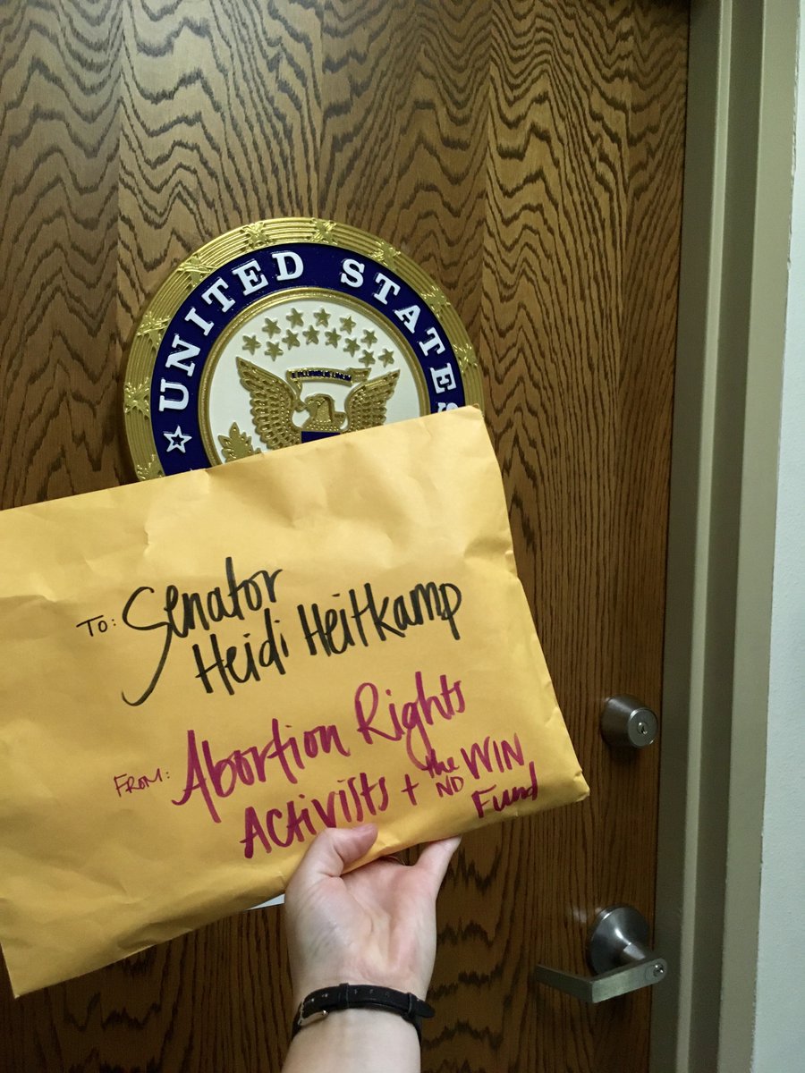 PrairieAboFund's tweet photo. Successfully dropped off 100 letters at Senator Heitkampโs Fargo office this afternoon! Keep writing, calling, and emailing โ itโs time to #StopKavanaugh & #SaveSCOTUS โ๐ปโ๐ผโ๐ฝโ๐พโ๐ฟ https://t.co/8ITEAMs9N3