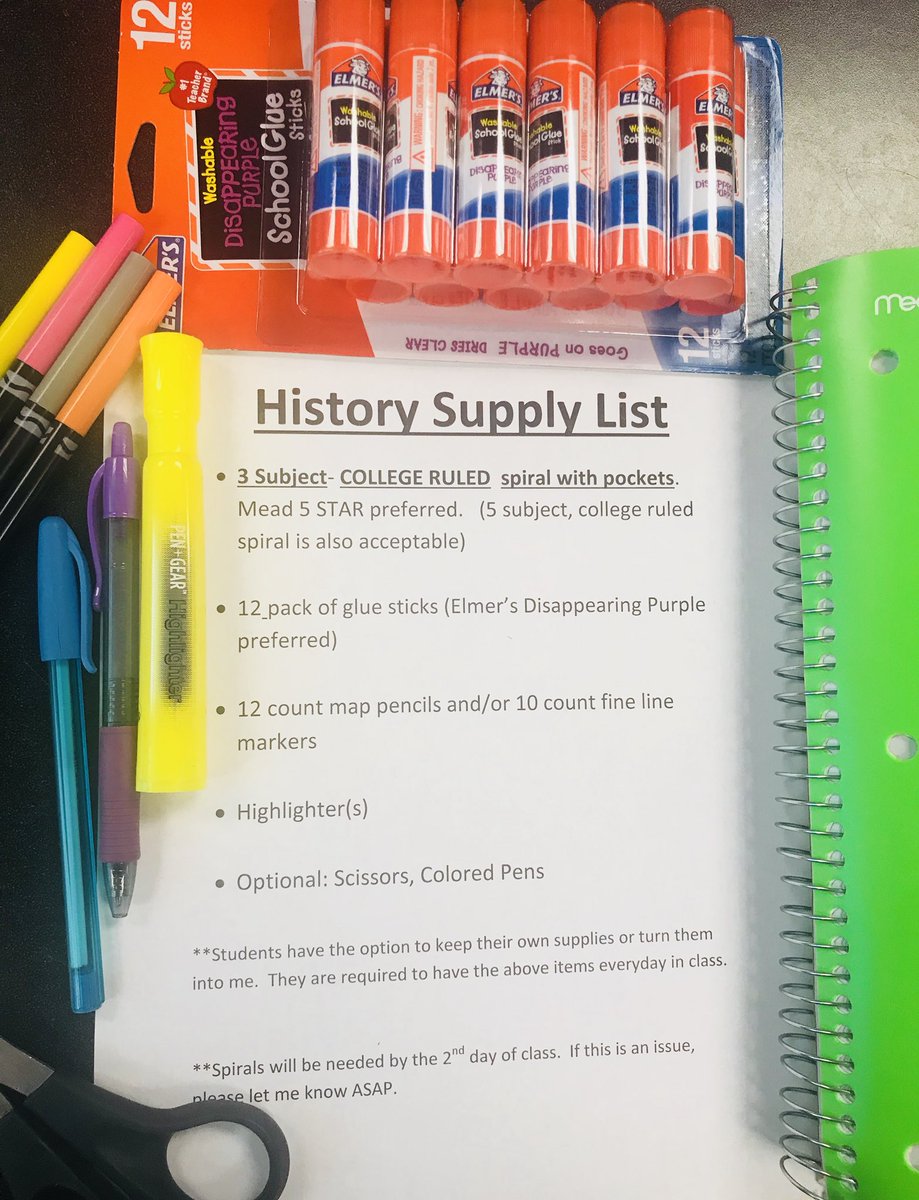 amy_neeb's tweet photo. Juniors in Mrs. Neeb’s class. Here’s your supply list. Can’t wait for next week🤗 #We💜gluesticks #GetTheRightSpiral https://t.co/2PyRPwDddW