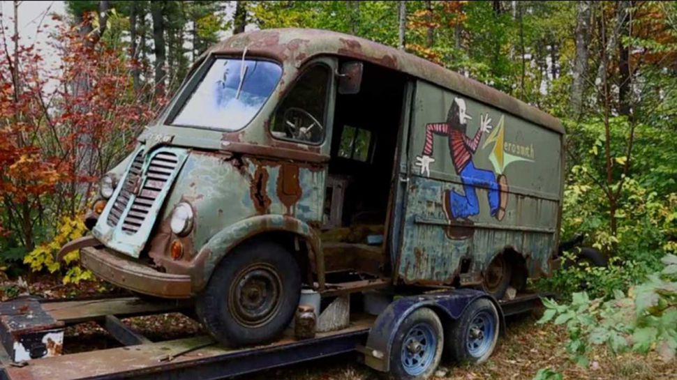 IntnlTrucks's tweet photo. This 1964 International Harvester Metro was the original tour bus for Aerosmith. It was recently rediscovered abandoned in woods near Chesterfield, Massachusetts, about 110 miles west of Boston. #TBT #InternationalTruck (Image: © History Channel ) https://t.co/yVRY9Lbzty