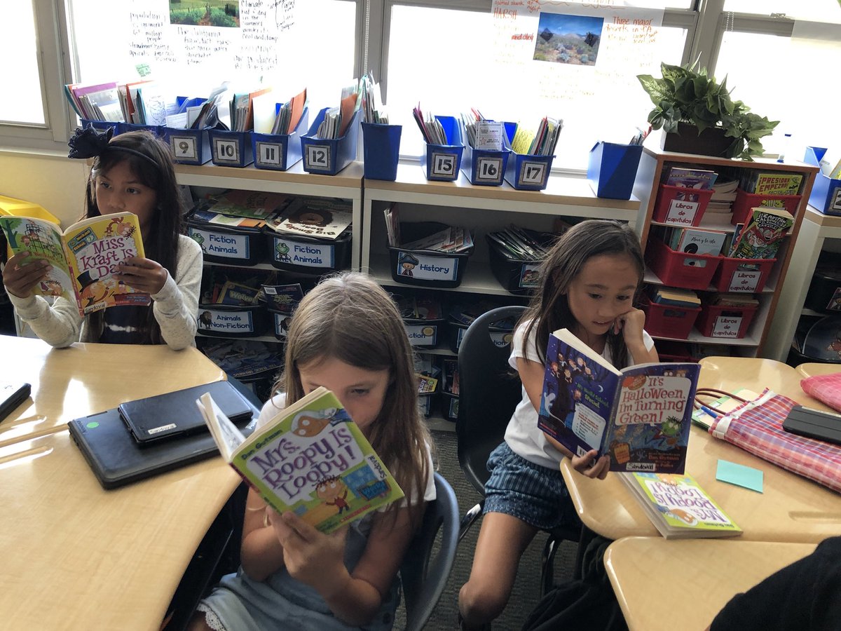 maestrasandoval's tweet photo. When you introduce @DanGutmanBooks to your students, they all want to read them. #hesfunny #camlearns #duallanguagechat #duallanguage #gorobos #cvesd #cvesdDLI https://t.co/ARgDeP78Sg