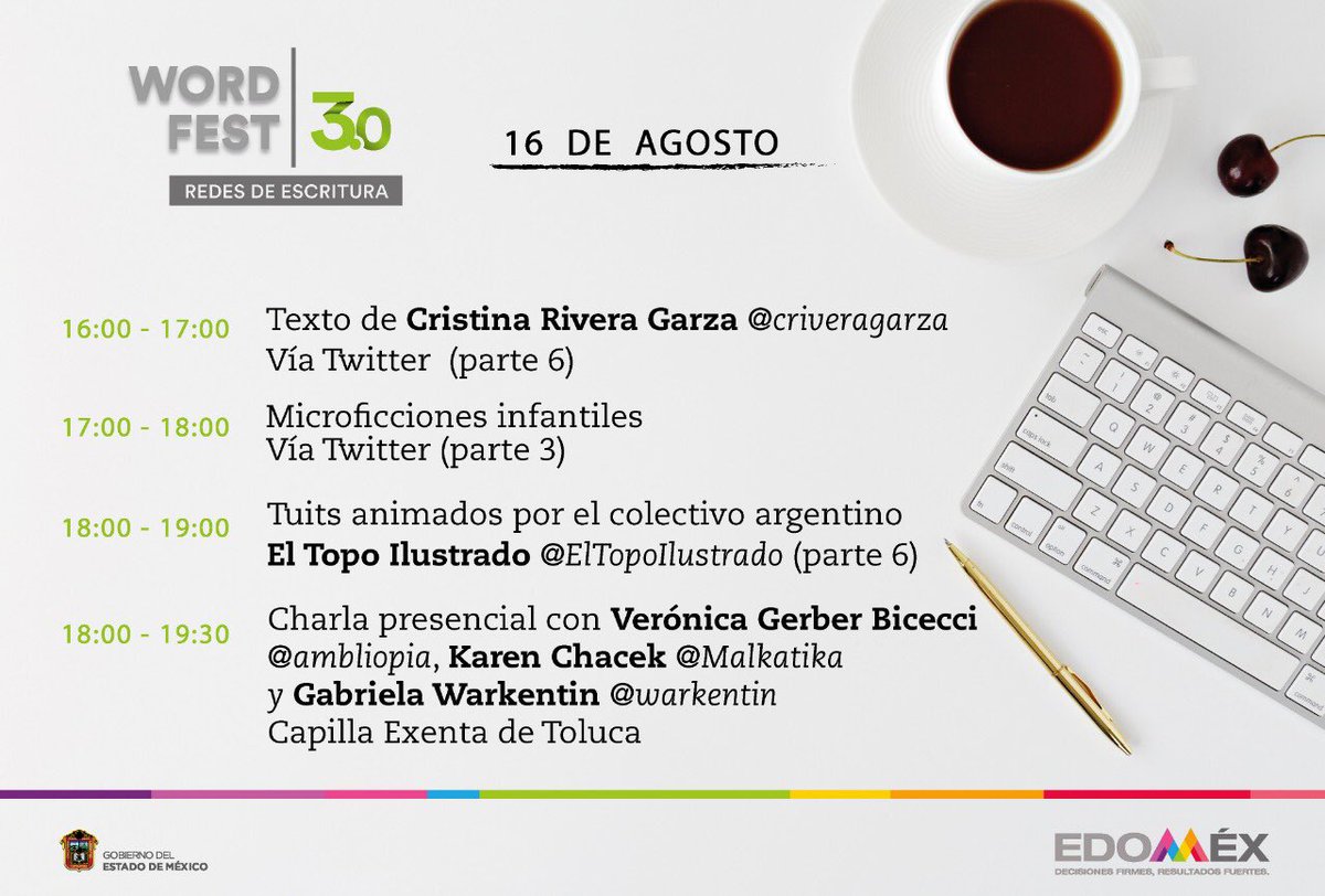 Si andan en Toluca, cáiganle. Estaremos a las 18:00 hablando de creatividad, redes sociales y otras locuras 👇🏻

#WordFest3