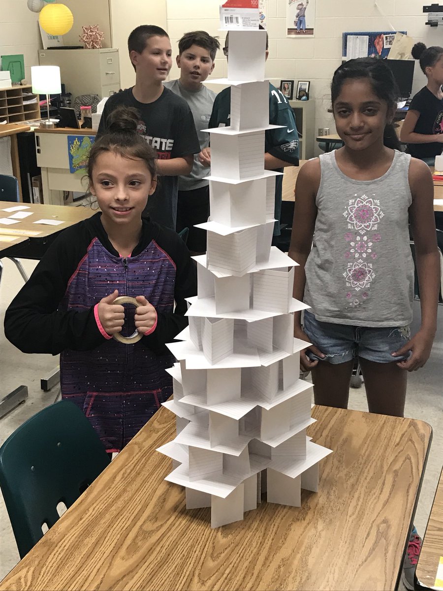 Anderson_teach's tweet photo. Ss taking on the challenge and working in teams to build the tallest index card tower. #MasonMoment #MIStrong https://t.co/MvbIuZCjND