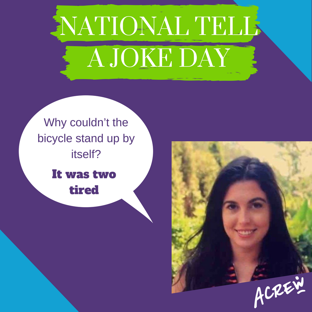 joinacrew's tweet photo. Dara from @StarrCompanies had us rolling on the floor with these killer jokes! Thanks for sharing with us!! #NationalTellAJokeDay #starrcompanies #acrew #joinacrew #funny #jokes https://t.co/3M7Dz1JrY4