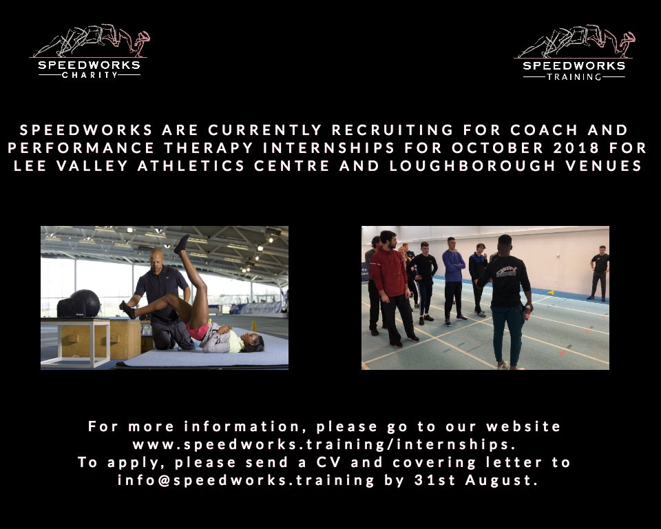 Calling all coaches and performance therapists - Internships for 2018/19 - Have you got 10 hours a week to learn from the Speedworks Team...... apply at info@speedworks.training or go to our website for more details