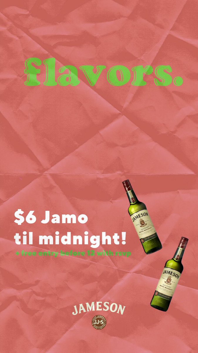 soundcheckdc's tweet photo. RSVP to #flavorsofDC this Saturday for:
Free entry before 12am 🚪
Good vibes ✨
Great tunes 🎶
$6 Jameson before 12am 🥃 https://t.co/YVVvDBzHtb