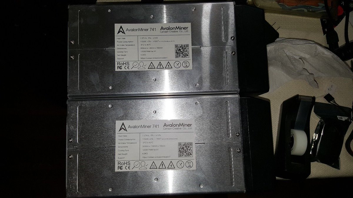 BitcoinGatherer's tweet photo. Avalon ##BitCoin Btc Cash Miner 741 7.3 TH/S -On Hand- not S9 S7 E9 - https://t.co/jkD75X2rR1 #Antrouter #BitcoinMiner #BITCOINMININGCONTRACT #GntMining https://t.co/wWSYaCYiGq