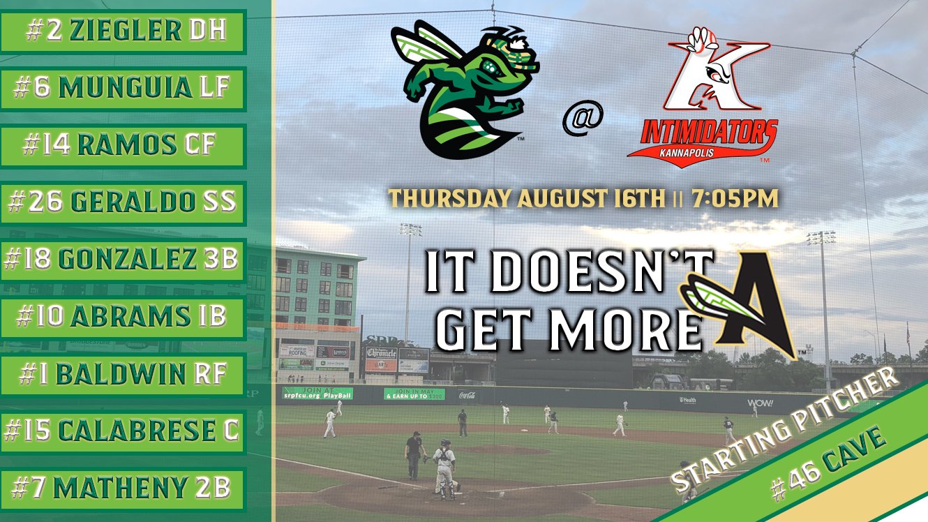 Augusta GreenJackets on Twitter "Lineup for Game ️vs the Intimidators
