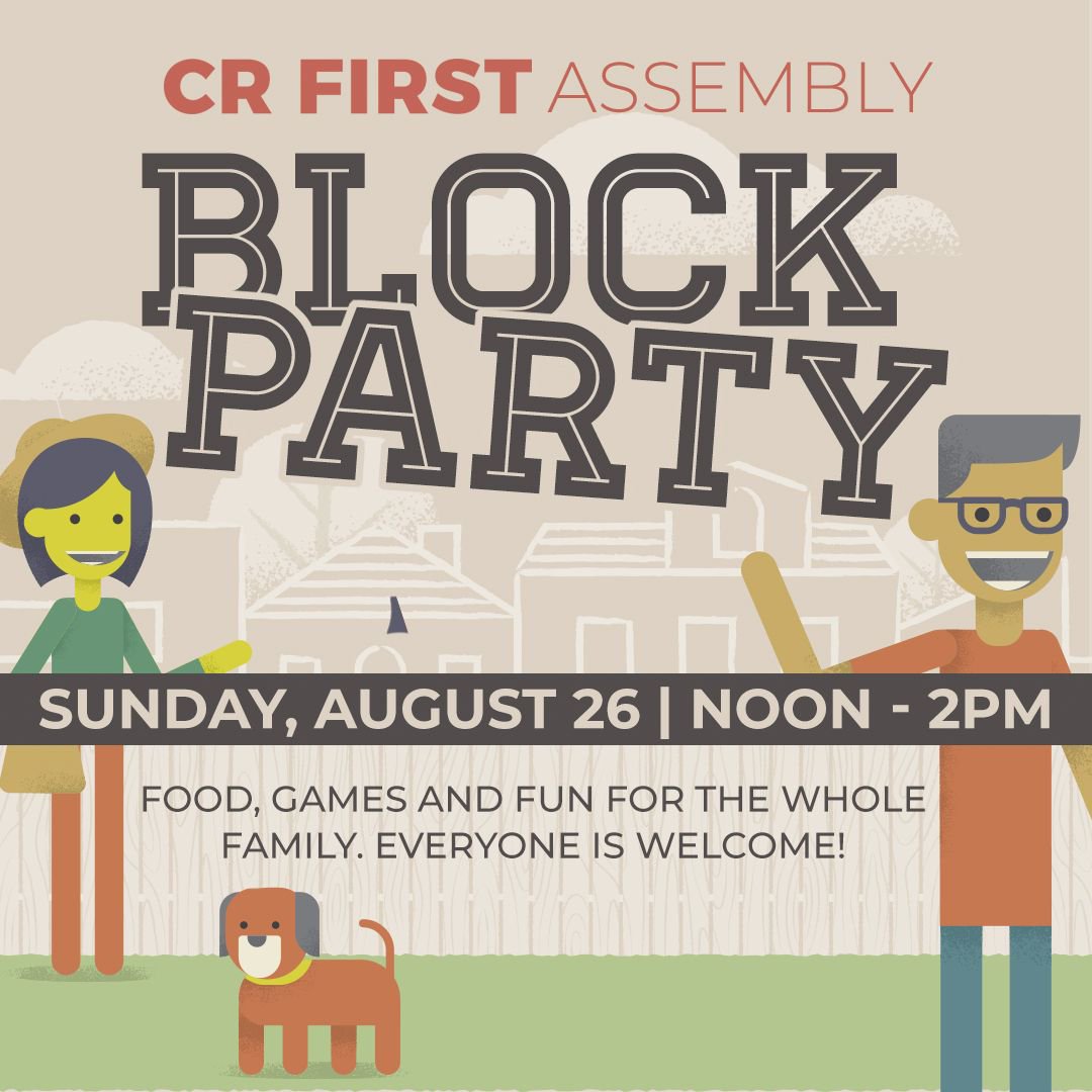 CR1stassembly's tweet photo. Everyone is invited to the 🎉 BLOCK PARTY 🎉 on August 26! Bring the whole family for a couple hours of fun and free food. Just because we love our neighbors. 🏠 https://t.co/aRiVNehq66