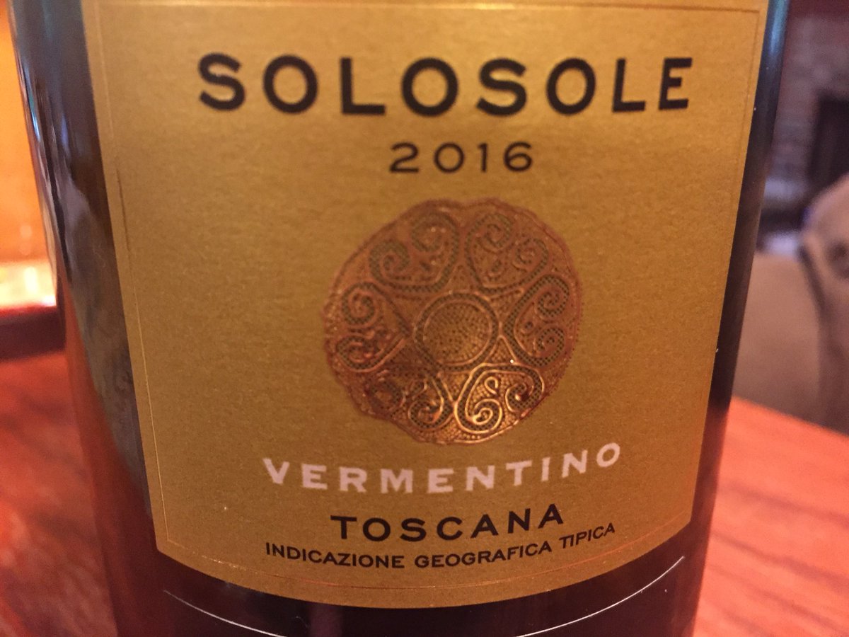 mickeyfinn22's tweet photo. Another new-to-us wine tonight with shrimp tacos. This Vermentino has a nose of citrus and minerality, pear and green apple on the taste and a nice finish. Paired well with the spices in the tacos. A nice Italian white alternative to Pinot Grigio. @VisitTuscany #solosole https://t.co/GYeidr4XOw