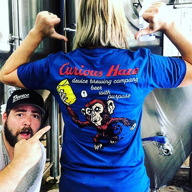 DeviceBrewing's tweet photo. You’ve asked for them, heck we’ve wanted them! Finally, making their Device merch debut... your favorite, Curious Haze, in t-shirt form! Come and get yours while they last! #curioushaze #monkeybeer
#beerwithpurpose #communitygrown #familyowned #madeins… https://t.co/fqcud4sV75 https://t.co/tsm1FIaXAB