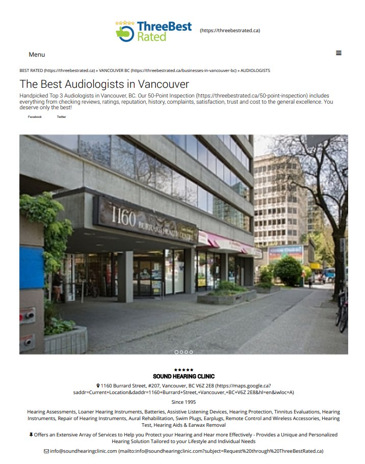 soundhearing's tweet photo. We are among the top 3 audiologists in Vancouver! #audiology #vancouver #toprated https://t.co/RrrcPOaHBW