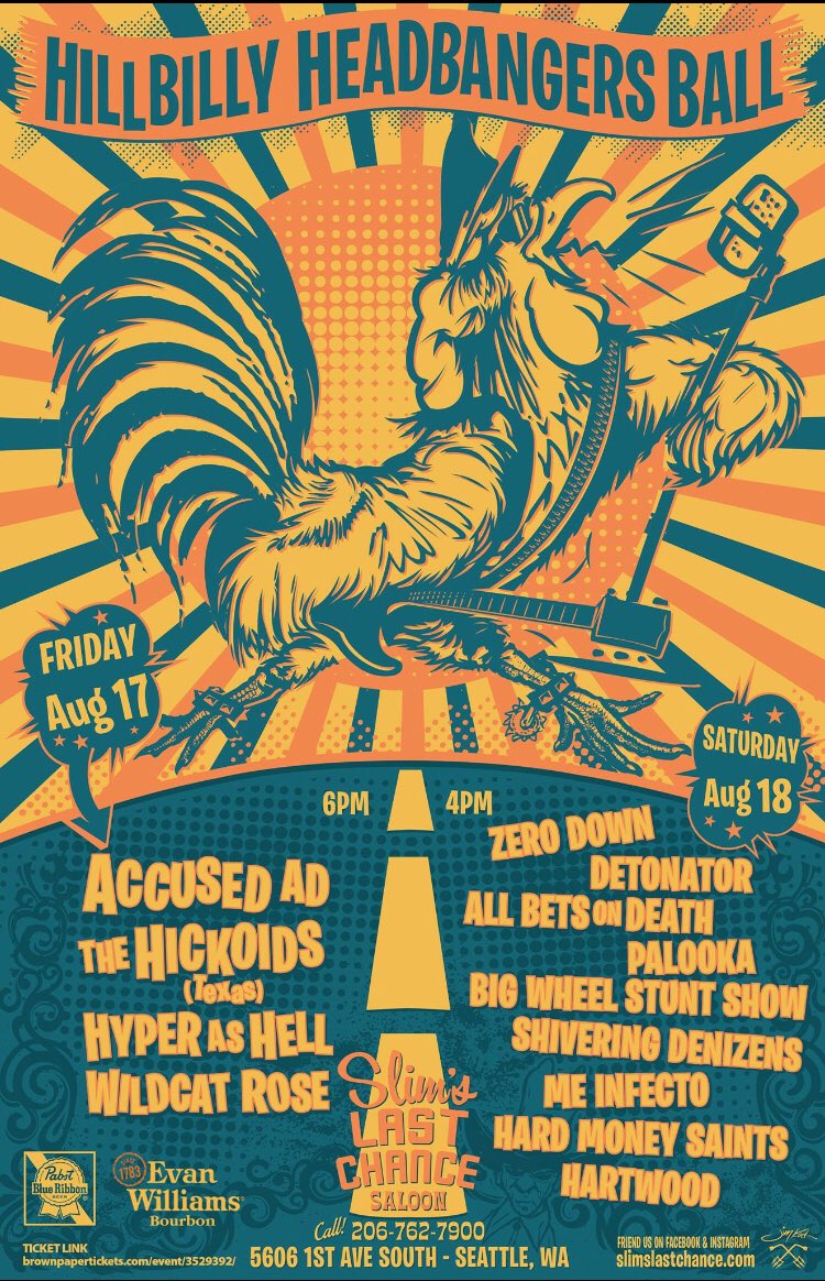 HERE WE GO! This Friday AND Saturday it’s the Hillbilly Headbangers Ball! Loads of music, drinks, food, and FUN! Friday starts at 6pm, Saturday at 4pm! A weekend rampage it shall be!