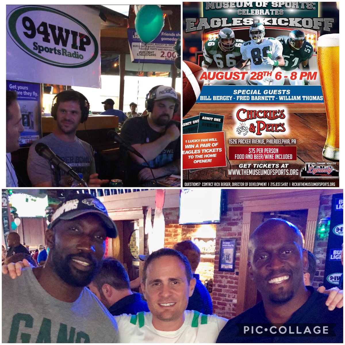 Great time promoting our upcoming event with @Ike58Reese, @SayGerv, @JohnBarchard,and @JamesSeltzer! Special thanks to @ChickiesnPetes and @SportsRadioWIP! Tix still available at https://the-museum-of-sports.ticketleap.com/eagles-kickoff/ #FlyEaglesFly