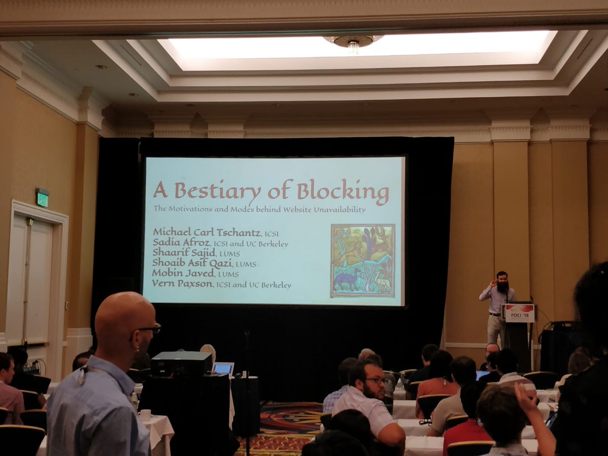 Michael C. Tschantz presenting our work on web blocking at #foci18 #usesec18 <a href="/mjav74/">Mobin Javed</a> @ICSIatBerkeley