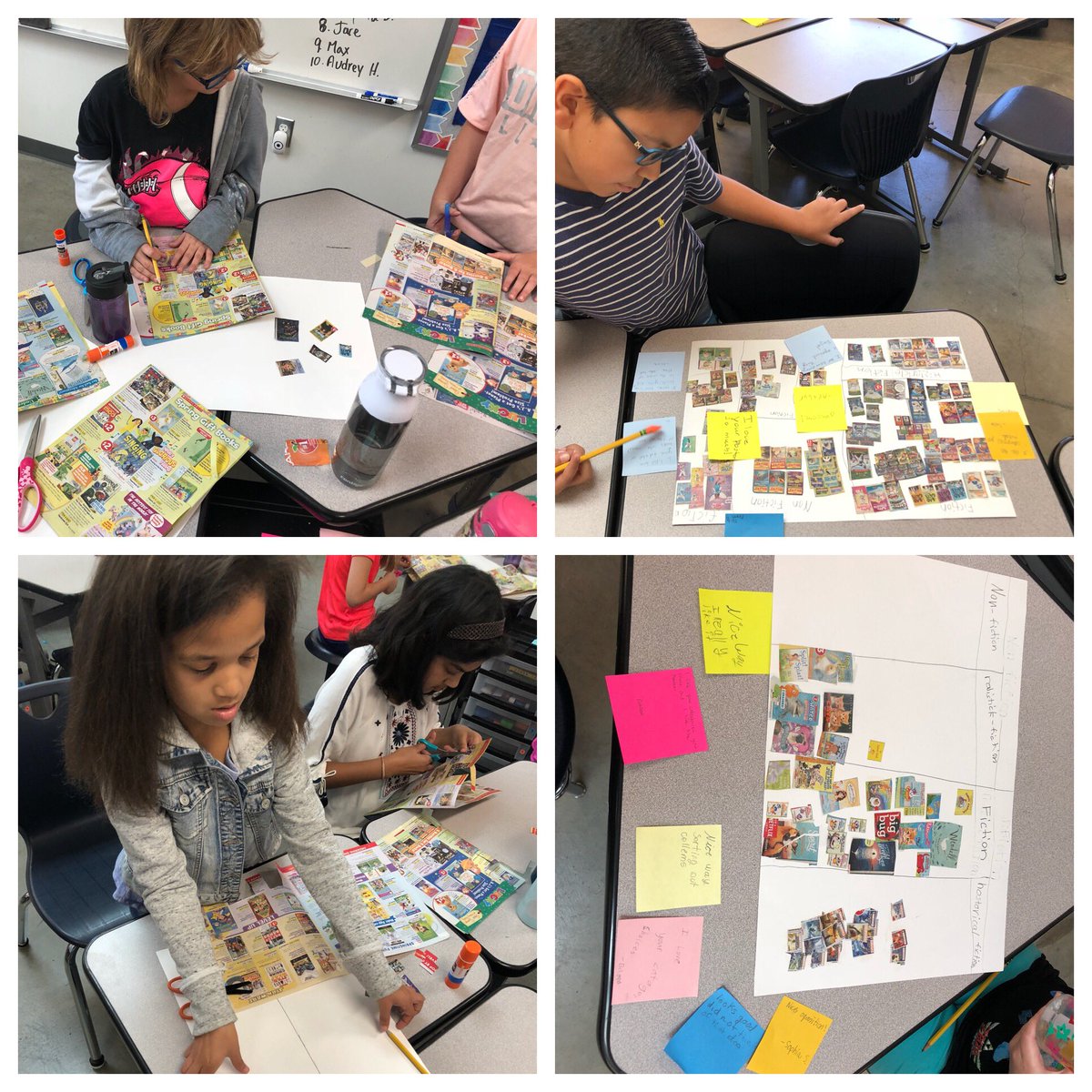 spearsmegan12's tweet photo. Sorting and categorizing fiction and nonfiction titles. @OrchardRanch4 @RCSDOrchard #rcsdchampions #fourthrocks https://t.co/l2mIhQmqKp