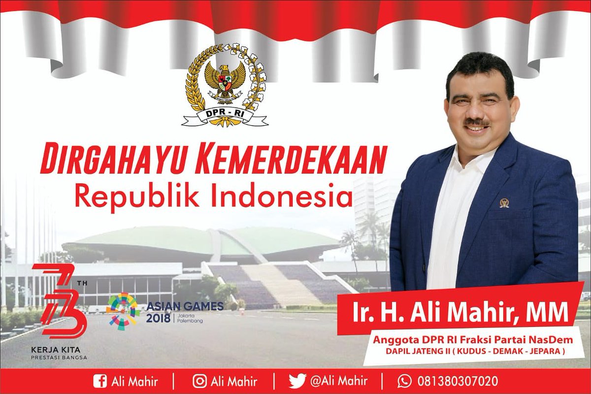 Dirgahayu Kemerdekaan Republik Indonesia Ke 73
Kerja Bersama Prestasi Bangsa <a href="/DPR_RI/">DPR RI</a> <a href="/Fraksi_NasDem/">Fraksi NasDem</a>