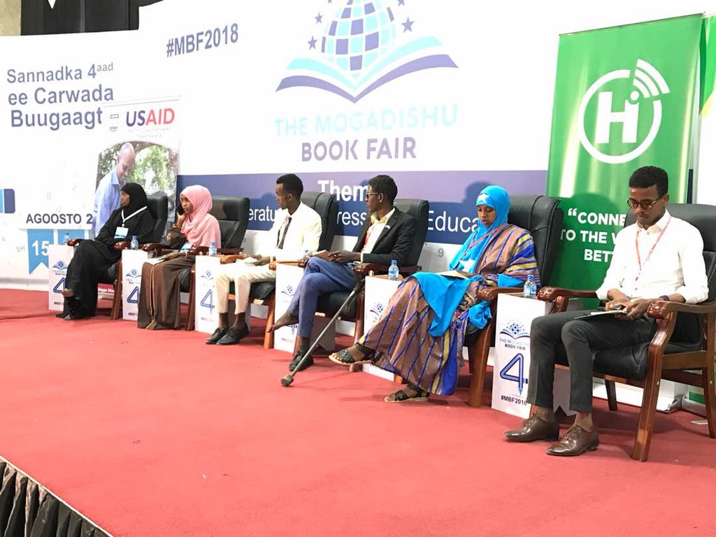 The first panel of today is Book Panel about youth stories, these panel sessions are an opportunity for youth to explore their own creativity by writing their own stories in Somali and English. #MBF2018