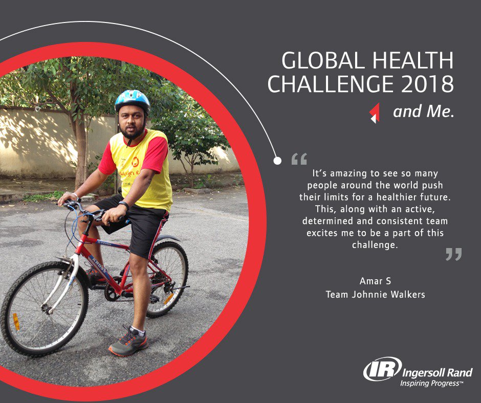 IngrsollRandInd's tweet photo. Check out what motivates Amar S from our Bengaluru office to be a part of the Virgin Pulse Global Challenge 2018! #GoIR #GlobalChallenge2018 #EachStepMatters @virginpulse https://t.co/3c616GWrnC