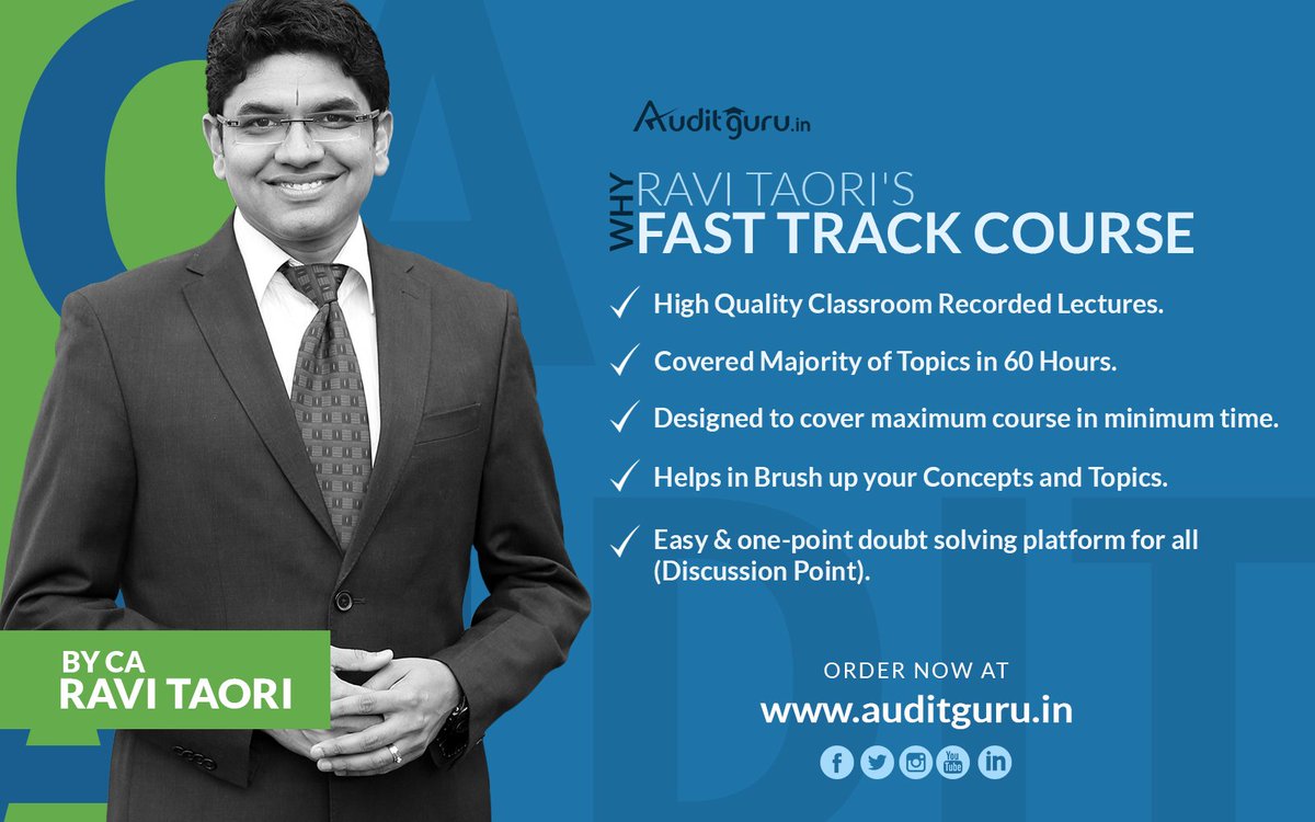 ravitaori's tweet image. #RaviTaori&apos;s #FastTrackCourse...
For more Details Visit:- auditguru.in
#Auditguru #CAFinal #RaviTaoriSir #CAIPCC #CAFinalVideoLectures #CAIPCCVideoLectures...