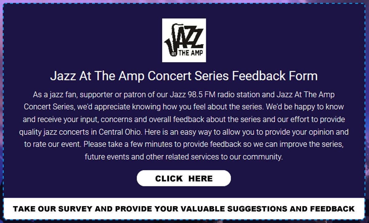 Take The Jazz At The Amp Survey. We'd love to have your opinion.  jazzattheamp.org or myjazz98.com