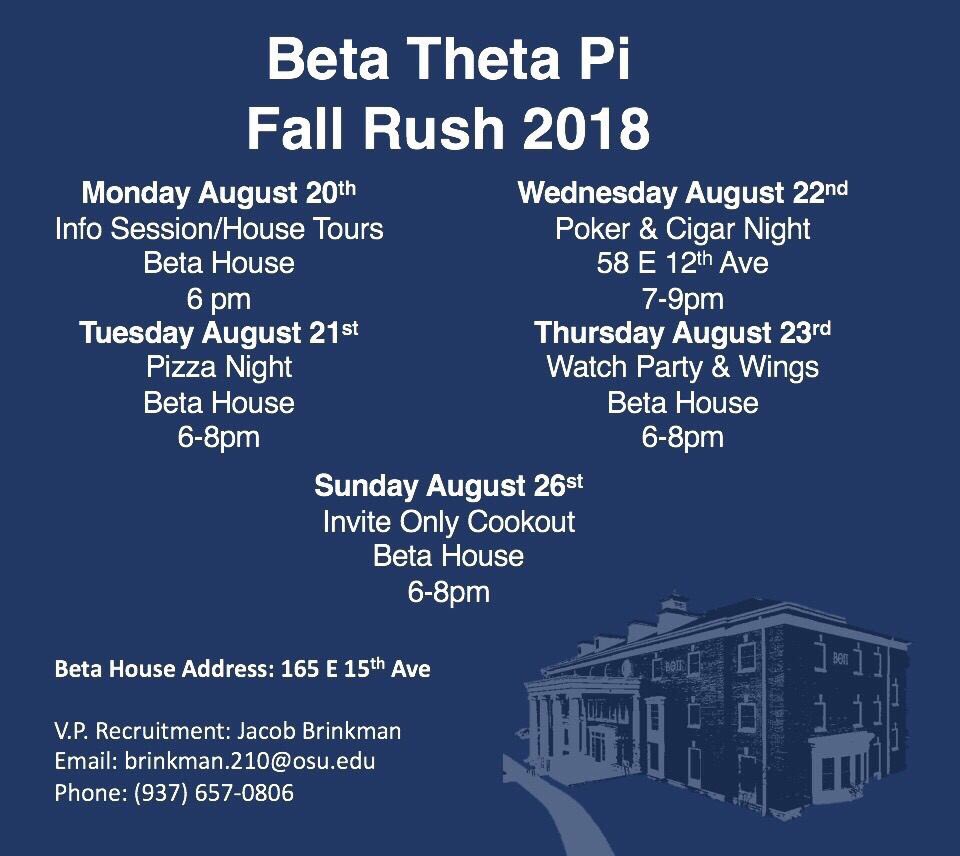 Beta Theta Pi Osu Betaohiost Twitter