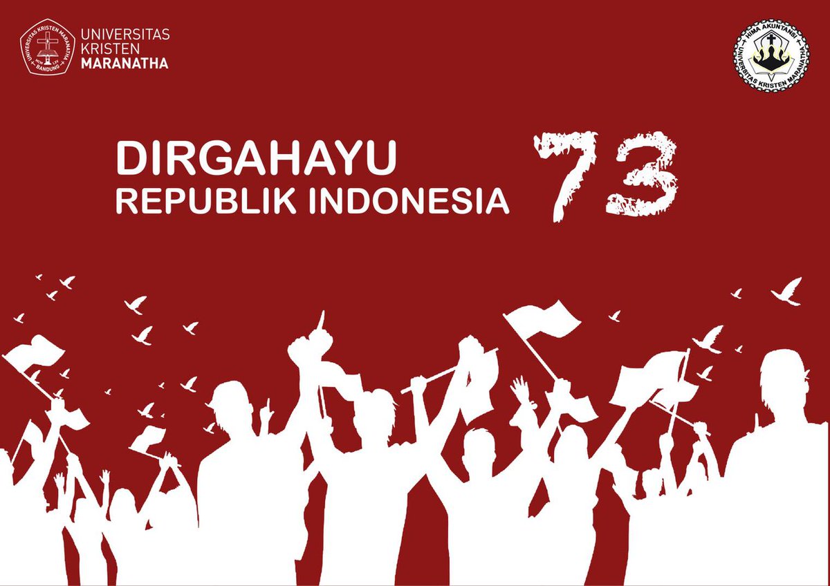 mcu_himatha's tweet image. Nasib bangsa kita tak akan berubah
Jika kita tak merubahnya
Mari sama-sama berjuang
Memperbaiki diri agar bermanfaat untuk negeri
Selamat HUT ke-73 Kemerdekaan Indonesia
Sekali merdeka, tetap merdeka!

Selamat merayakan Hari Ulang Tahun RI ke-73 dari keluarga besar HIMATHA