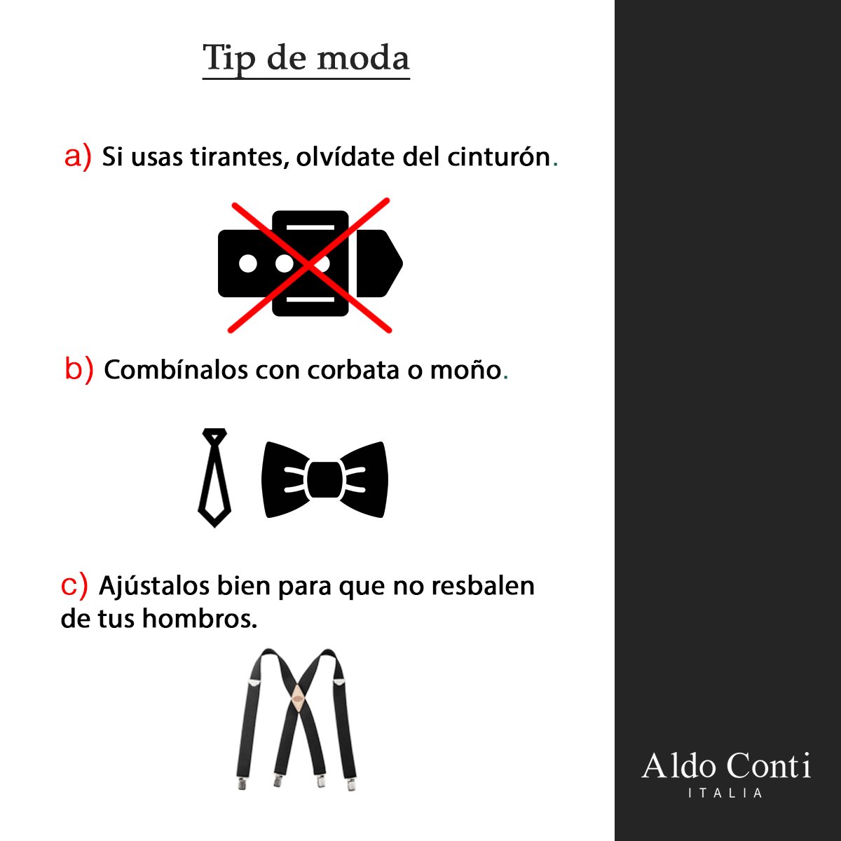 aldoContiItalia's tweet image. #TipDeModa ¿Cuál es la mejor forma de utilizar los tirantes? Checa esto: