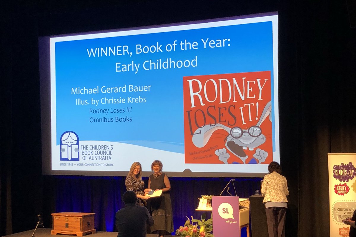 Rodney loses it! But... wins the Book of the Year: Early Childhood #CBCA2018 @TheCBCA @Omnibusbooks @m_g_bauer and Chrissie Krebs