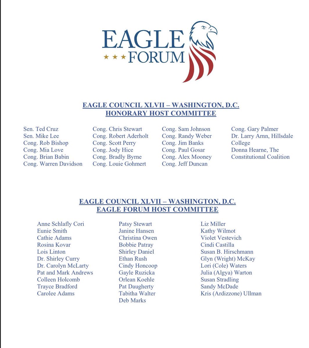 EagleForum's tweet photo. 🚩 Meet Our Hosts! EAGLE COUNCIL 47 in D.C. #EagleCouncil #ECinDC #EC47 https://t.co/QLUVZfU14V https://t.co/4dDHRVYQ0l