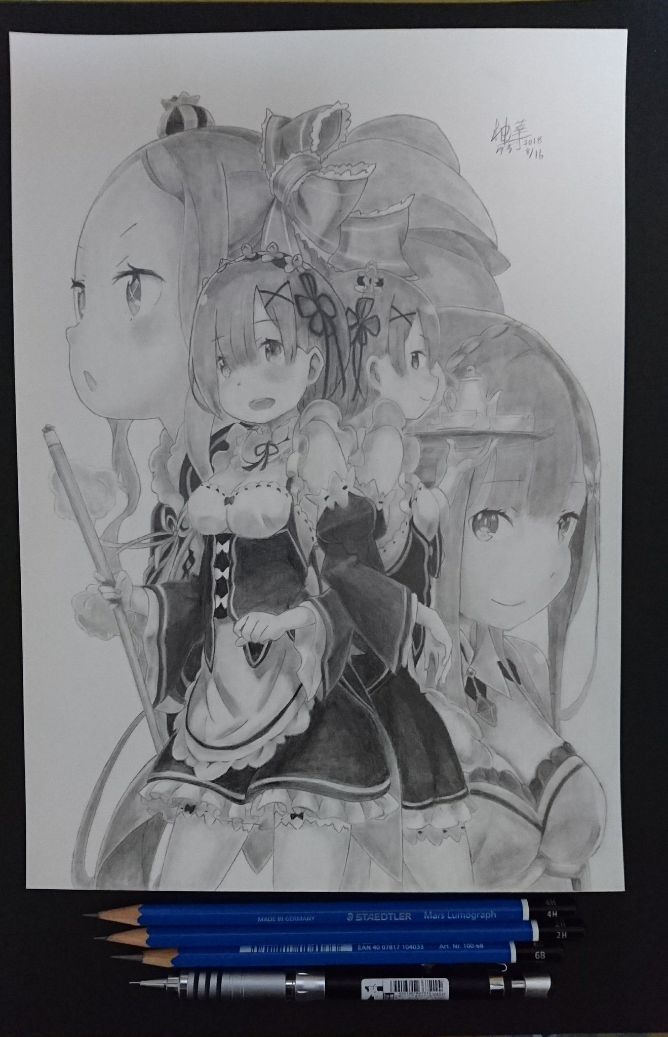 もしげ 初の鉛筆で Re ゼロから始める異世界生活 のキャラを描きました 少しでも好きだなと思ってくれる方はrtお願いします 上手いと言ってくれる人rt リゼロ 鉛筆画 T Co Vddzhtyfi6 Twitter