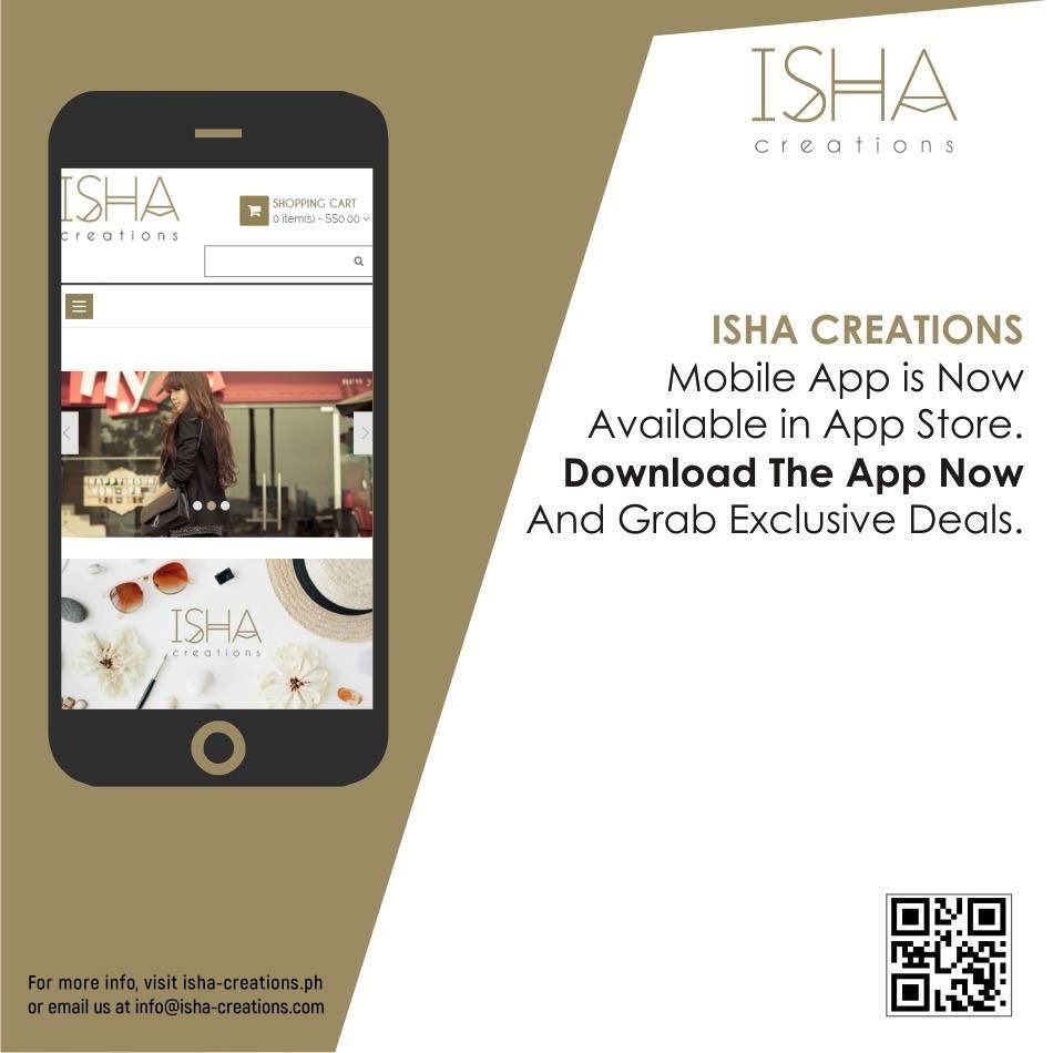 Isha Creations Mobile App is Now Available in App Store.
Download the app now and Grab Exclusive Deals
For more info, visit isha-creations.ph
or email us at info@isha-creations.com
iOS: itunes.apple.com/us/app/isha-cr…
Android: play.google.com/store/apps/det…
#fashiongirl #highfashion