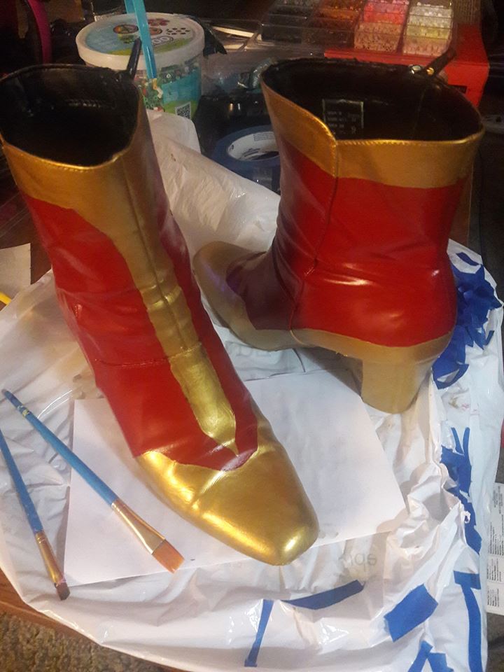 Working on my #FFVI #Terra #cosplay for #PAXWest! I am SO PLEASED with how these boots turned out. From Goodwill to awesome in two days.