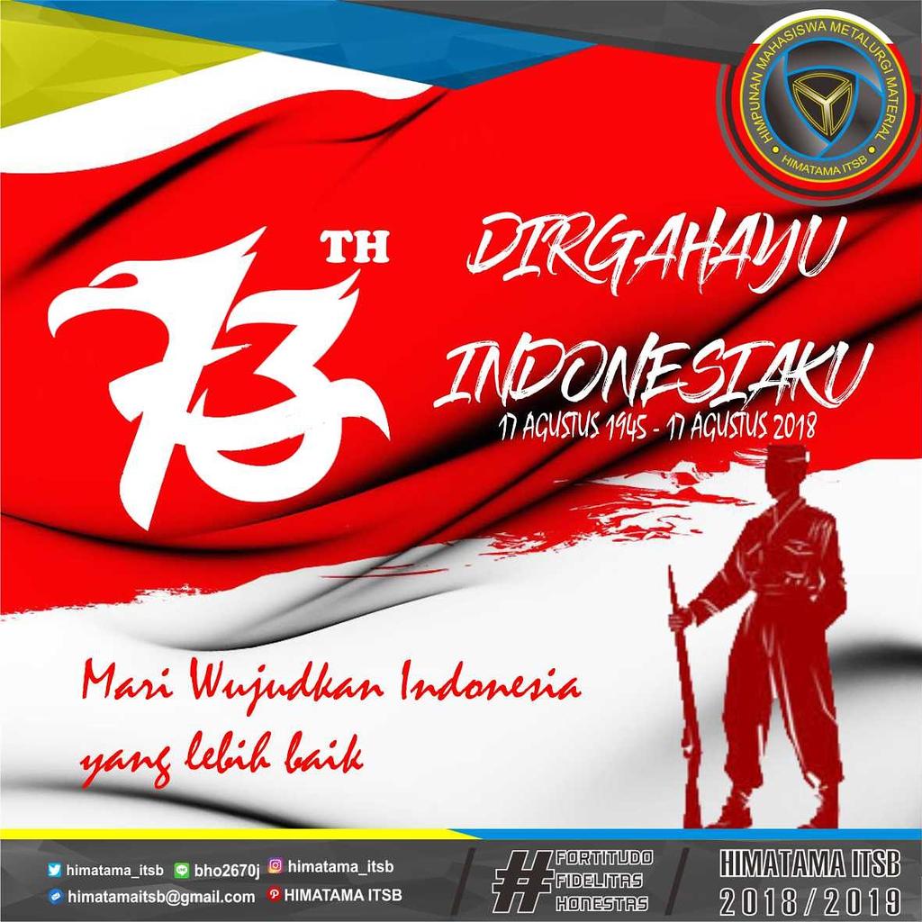 Mari Kita Wujudkan Indonesia Lebih Baik

"Apabila dalam diri seseorang masih ada rasa malu dan takut untuk berbuat sesuatu kebaikan, maka jaminan bagi orang tersebut adalah tidak akan bertemunya ia dengan kemajuan selangkah pun"
Ir. Soekarno
DIRGAHAYU INDONESIAKU
17 agustus 1945