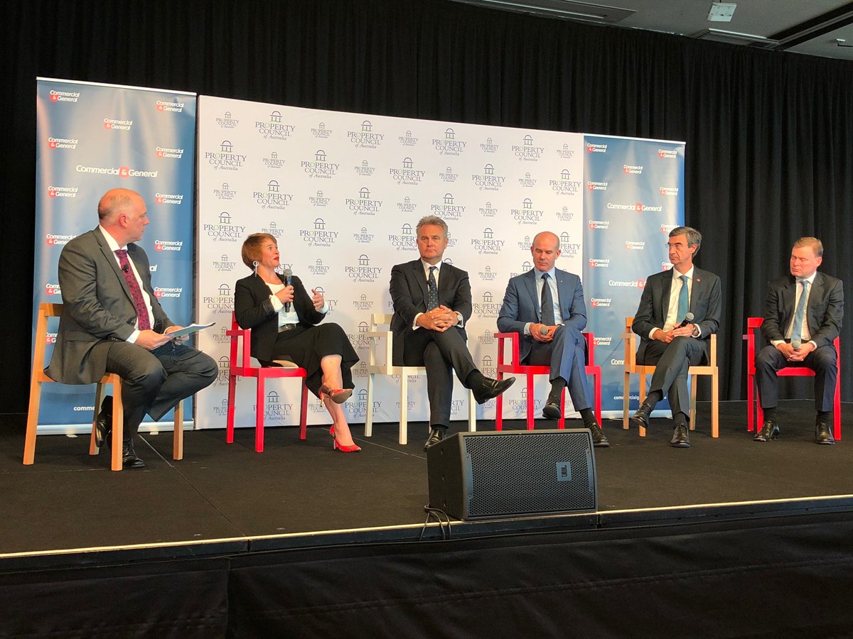 CEO Trevor Cooke moderating a panel of experts <a href="/msantcliff/">megan antcliff</a>, <a href="/Mbaccanti/">Marco Baccanti</a>, <a href="/andy_keough/">Andy Keough</a>, Professor Peter Rathjen and <a href="/BernardSalt/">Bernard Salt AM</a> @propertycouncil's Bernard Salt Lunch. #commercialgeneral #southaustralia