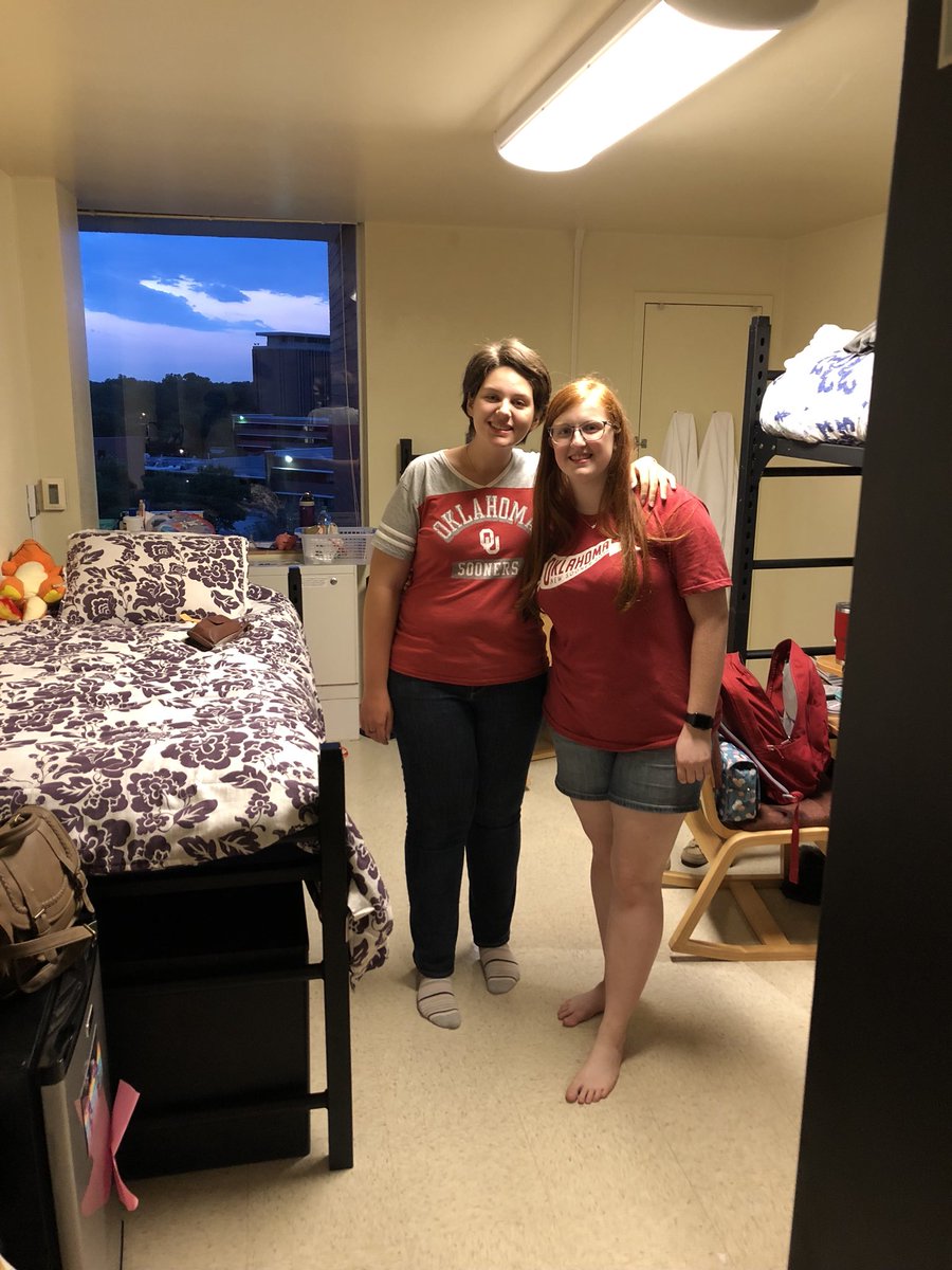 MuccaBambino's tweet photo. It’s not completely organized yet, but I’m in my dorm! #OUMoveIn18 is complete and I’m so excited! https://t.co/vdBCQFL3j8